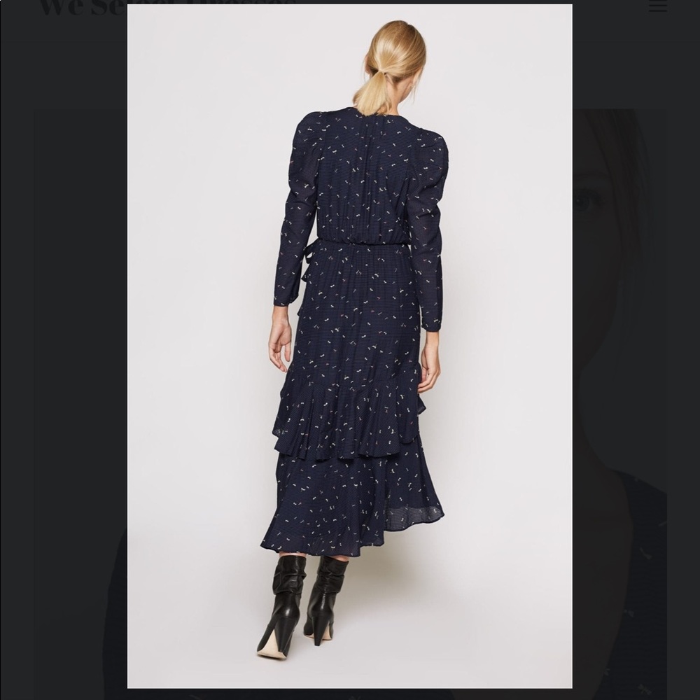 JOIE wrap-effect  printed seersucker midi dress - Picture 6 of 10